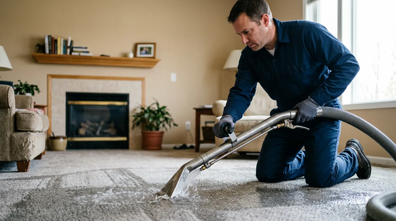 Water damage restoration technician working near Grant Town, WV